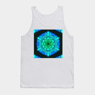 Dot Mandala Flower Blue and Green Tank Top